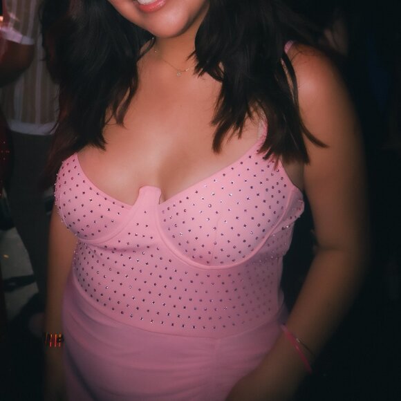 Pink Asymmetrical Maxi Dress by PRETTYLITTLETHING - Picture 6 of 6